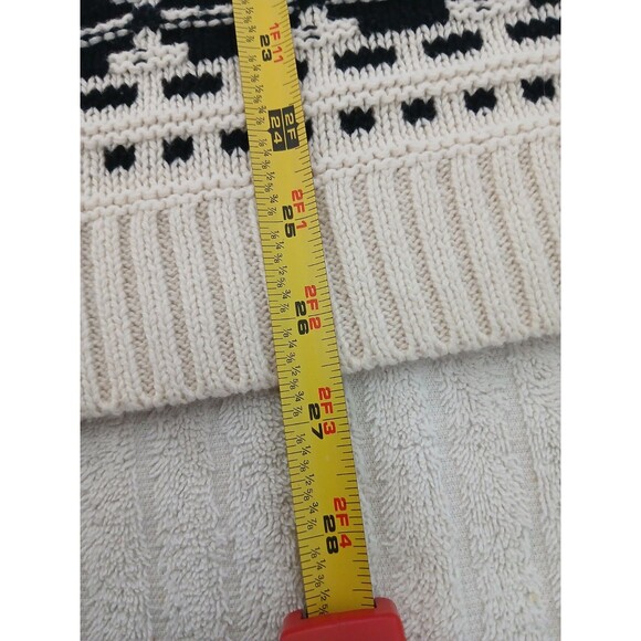 Ralph Lauren Chaps Womens Medium Black Ivory Nordic Stripe Pullover Knit Sweater - Picture 8 of 14